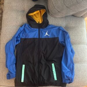 Blue and Black Hooded Jacket with Logo